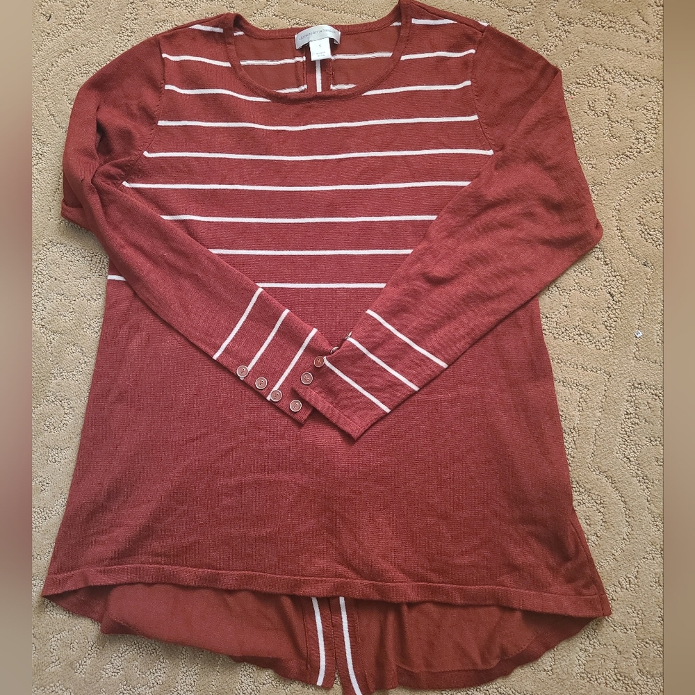 Lightweight Striped Rust Spring Sweater